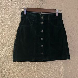 American Eagle Button Up Corduroy Skirt Size 00 Super High Rise A Line